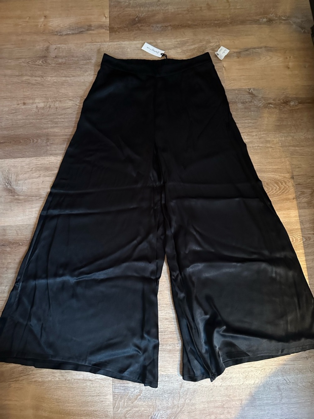 Symphony Black Wide-Leg Satin Jumpsuit Pants